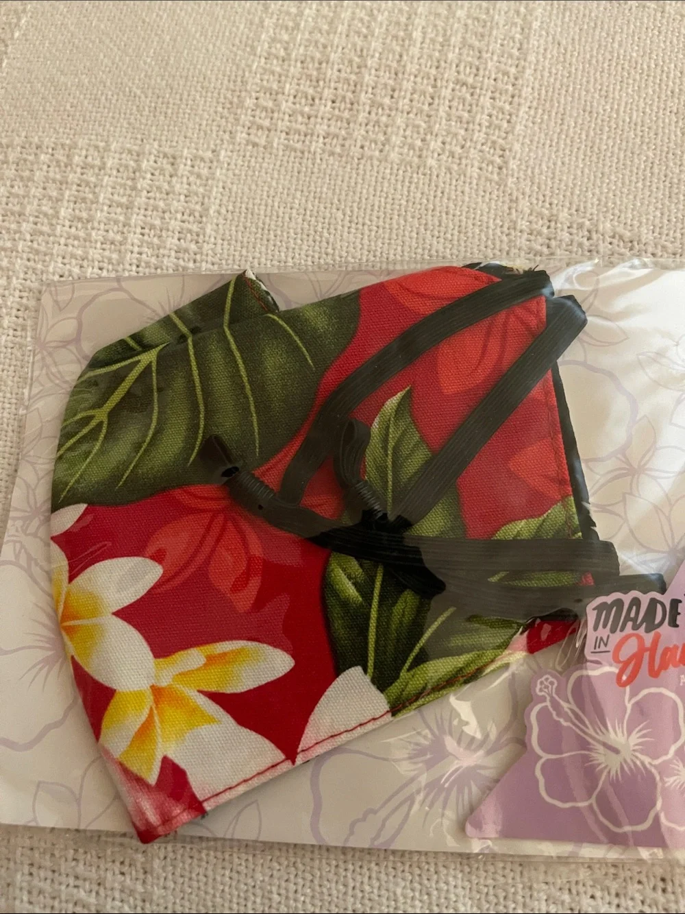 Made in Hawaii Adult Red Floral One-Piece Face Mask